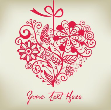 Greeting floral heart ver. 1 clipart