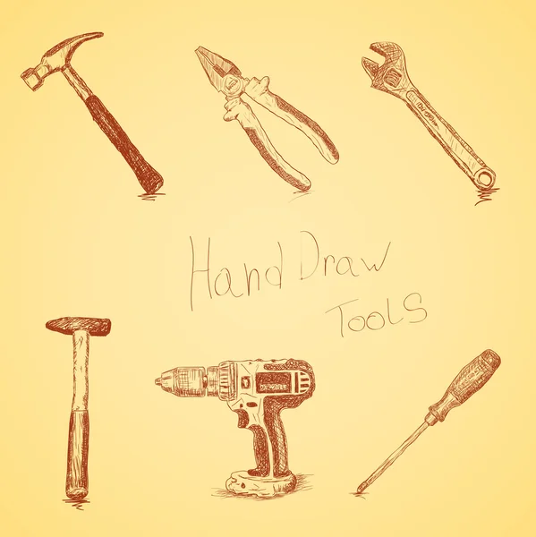Set di strumenti per disegnare a mano — Vettoriale Stock
