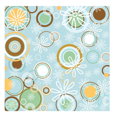 funky spring background with circles and petals