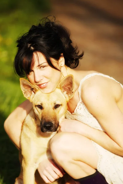 stock image Woman and her dog