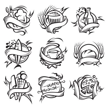 Set of different food banners clipart