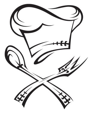 Chef hat with spoon and fork clipart