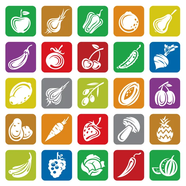 Conjunto de frutas y verduras — Vector de stock