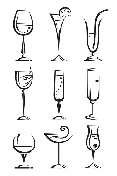 飲酒のガラス コレクション — ストックベクタ