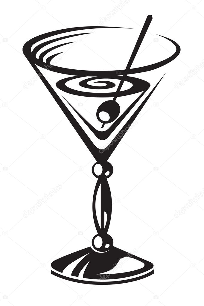Monochrome image with a cocktail glass