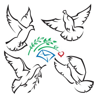 Set of pigeons clipart