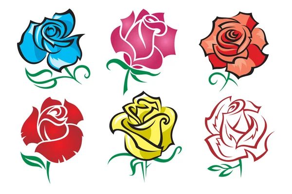 Conjunto de rosas —  Vetores de Stock