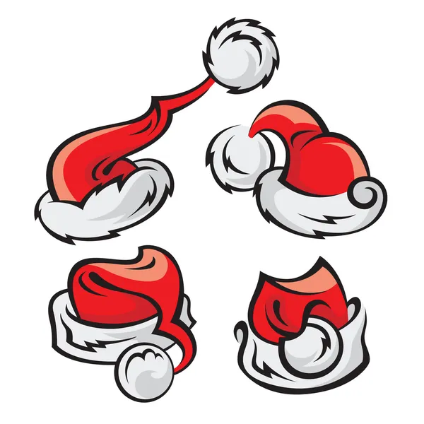 Santa hoeden set — Stockvector