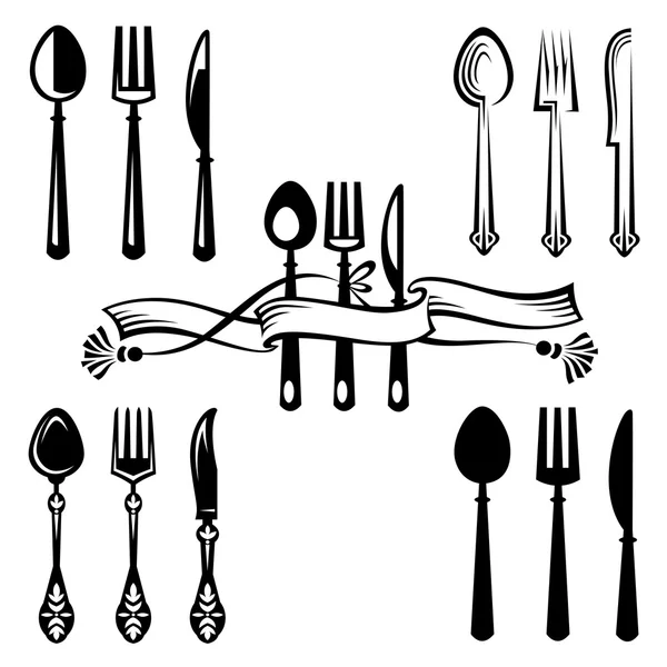 Knife, fork and spoon — Stock Vector
