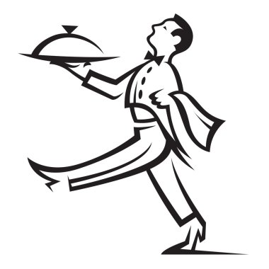 Waiter with tray clipart