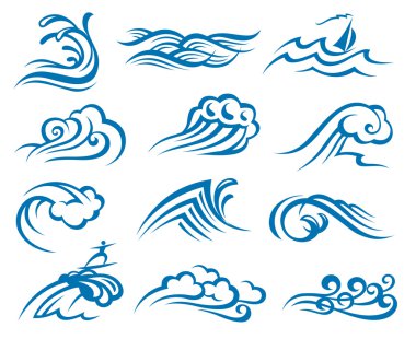 Set of waves clipart