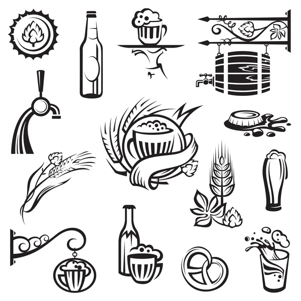 Conjunto de iconos de cerveza — Archivo Imágenes Vectoriales