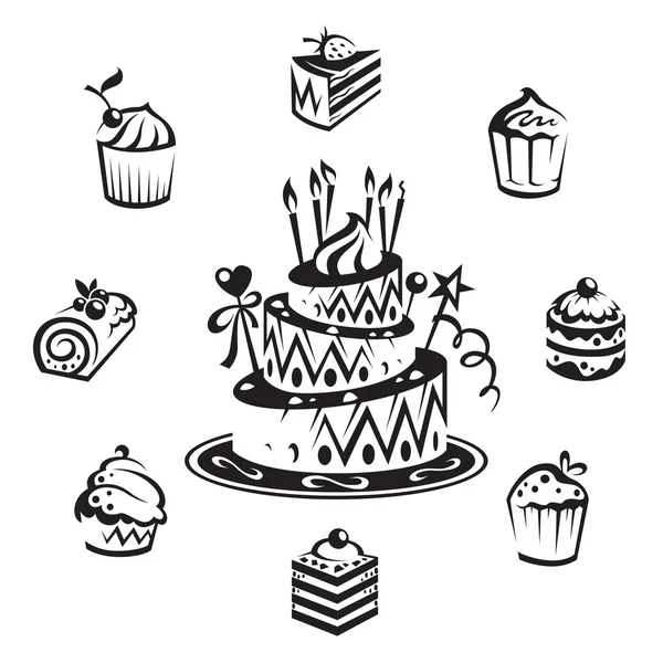 Set van taarten — Stockvector