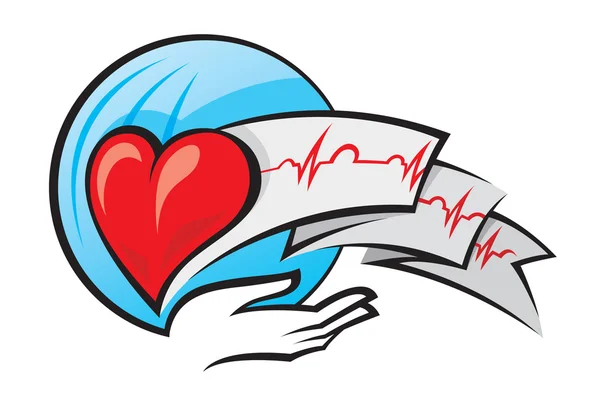 Coração e eletrocardiograma — Vetor de Stock