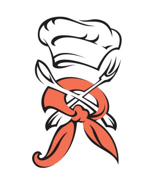 Chef hat with spoon and fork clipart