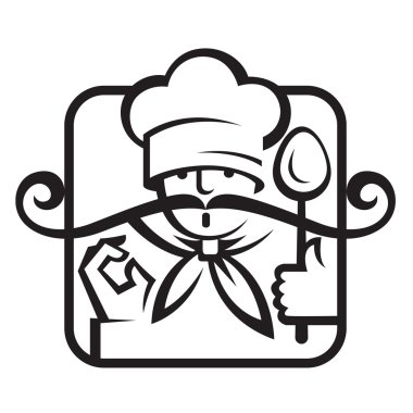 Chef with a mustache clipart