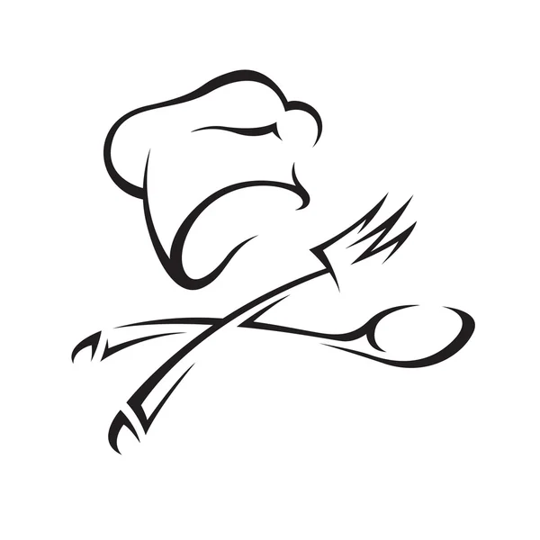 Sombrero de chef con cuchillo y tenedor — Archivo Imágenes Vectoriales