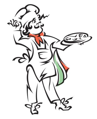 Chef with tray clipart