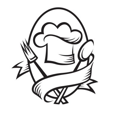 Chef hat with spoon and fork clipart