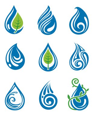 Water drops icons clipart