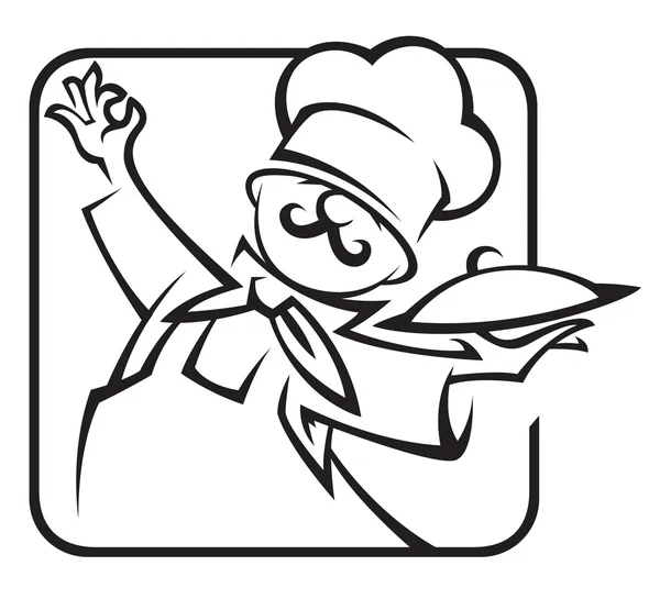 Chef con bandeja — Vector de stock