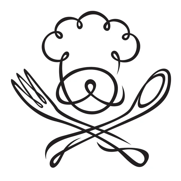 Chef con cuchara y tenedor — Archivo Imágenes Vectoriales