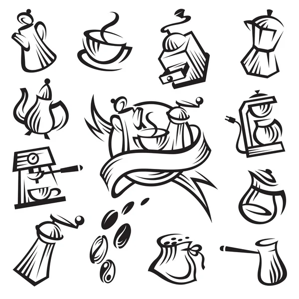 Koffie pictogram set — Stockvector