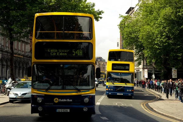 stock image Dublin street with bus