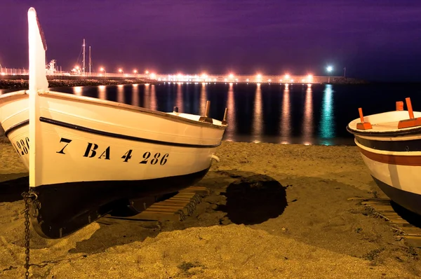 Stock image Harbour boat with lights.