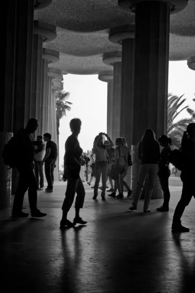Park Guell in black and white with — Stock Photo, Image