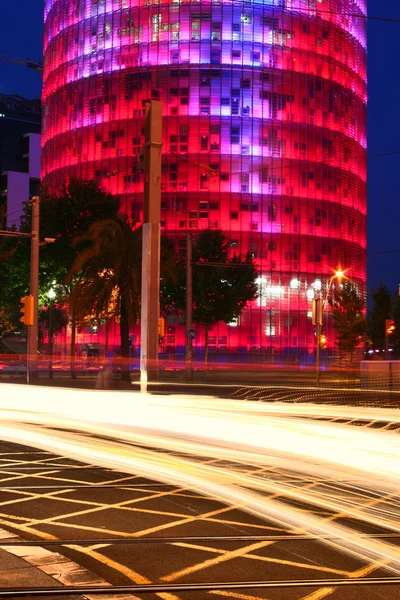 Agbar Tower with car lights — Stock Photo, Image