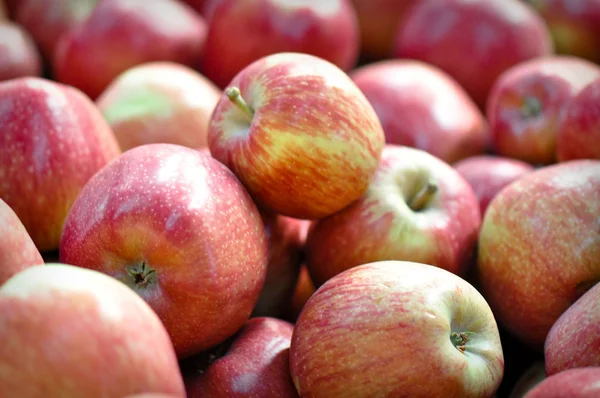 Manzanas para la venta en el mercado — Stok fotoğraf