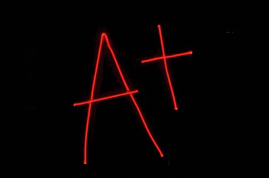 A+ Grade on Neon Red Sign clipart