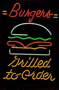 Burger Grilled to Order Neon Sign clipart