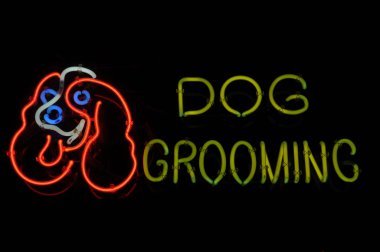 Dog Grooming Neon Sign clipart