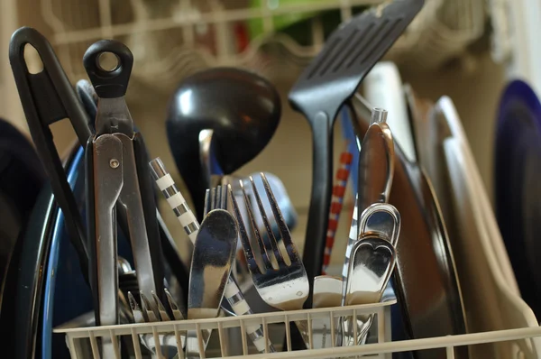Dirty Dishes in Dishwasher — Stock Photo, Image