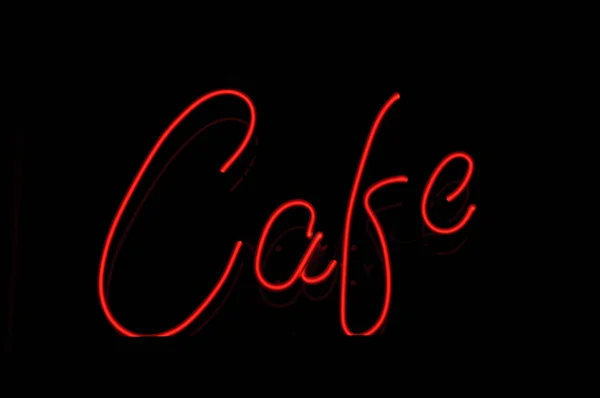 Cafe Sign in Red with Black Background — Stock Photo, Image