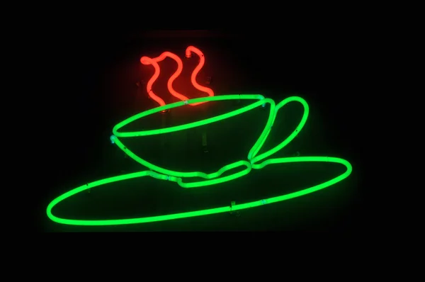 Neonový znak šálku kávy — Stock fotografie