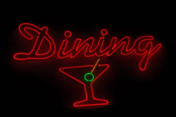 Dineren neon teken — Stockfoto