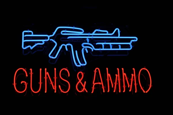 stock image Isolated Gun and Ammo Neon Sign