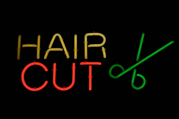 Hair Cut Neon Sign — Stock Photo, Image