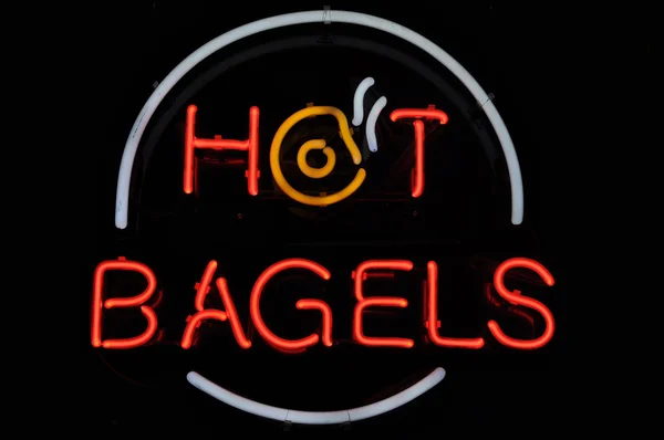 Hot Bagels Neon Sign — Stock Photo, Image