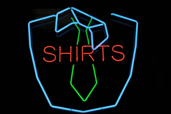 Férfi ing és nyakkendő Neon jel reklám — Stock Fotó