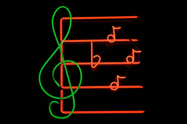 Music Note Neon Sign — Stock Photo, Image
