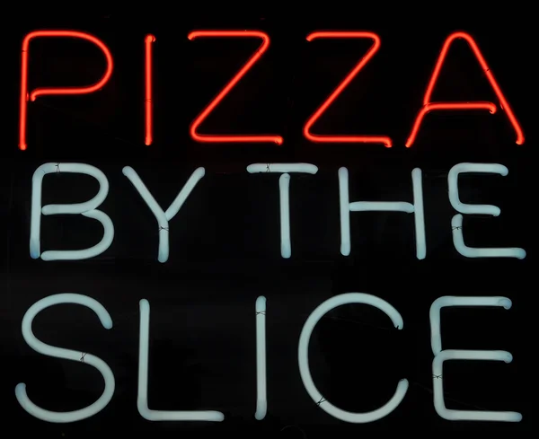 Піца скибочку неоновий знак — стокове фото