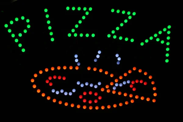 Pizza neon licht teken — Stockfoto