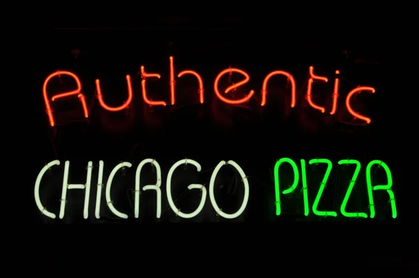Σικάγου πίτσα σημαδιών νέου — Φωτογραφία Αρχείου
