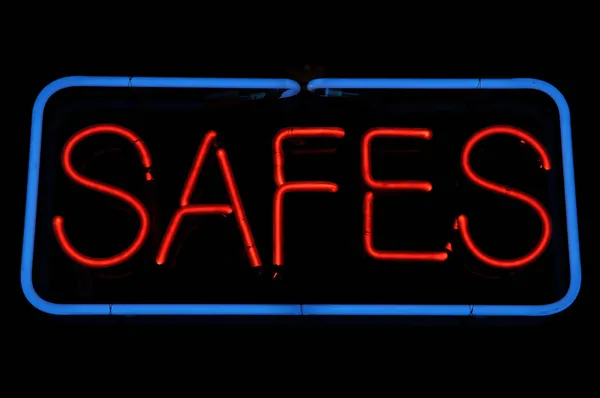 Safes Neon segno — Foto Stock