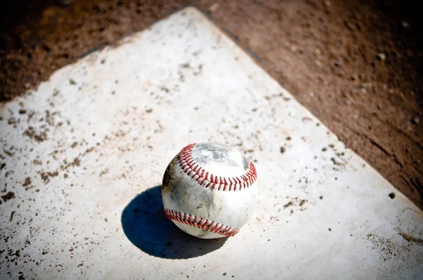 stock image Baseball Close Up on Home Plate