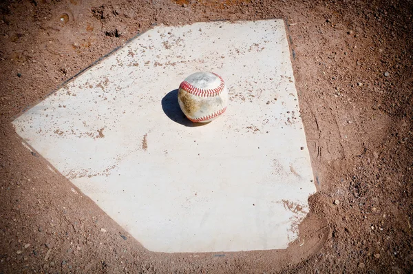 Baseball Close Up on Home Plate — Stock Photo, Image